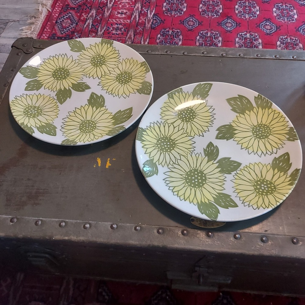 Royal China Sunshine Sunflower Dinner Plates Set of 2 Royal-Ironstone 10" USA